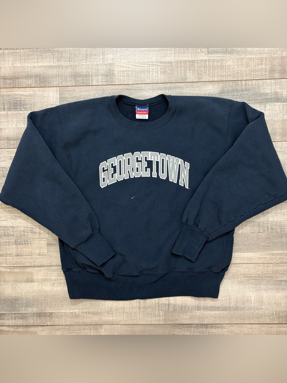 Champion Reverse Weave Georgetown Hoyas Crewneck Sweatshirt Mens L Blue Vintage